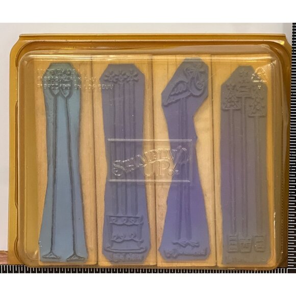 2005 STAMPIN' UP! ALONG THE SAME LINES Wood Mounted Rubber Stamp set of 4 - Picture 7 of 8